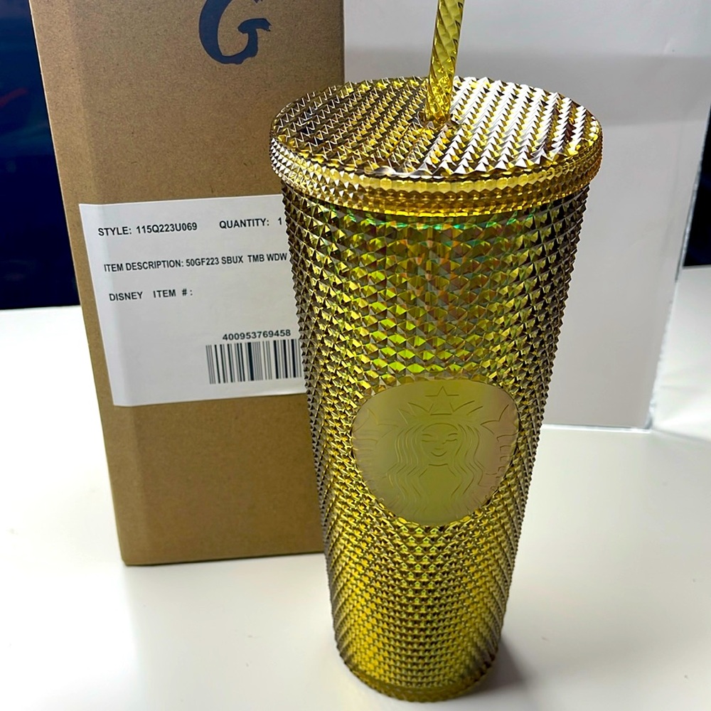 New Disney World 50th Anniversary Geometric Starbucks® Tumbler with Straw – Gold